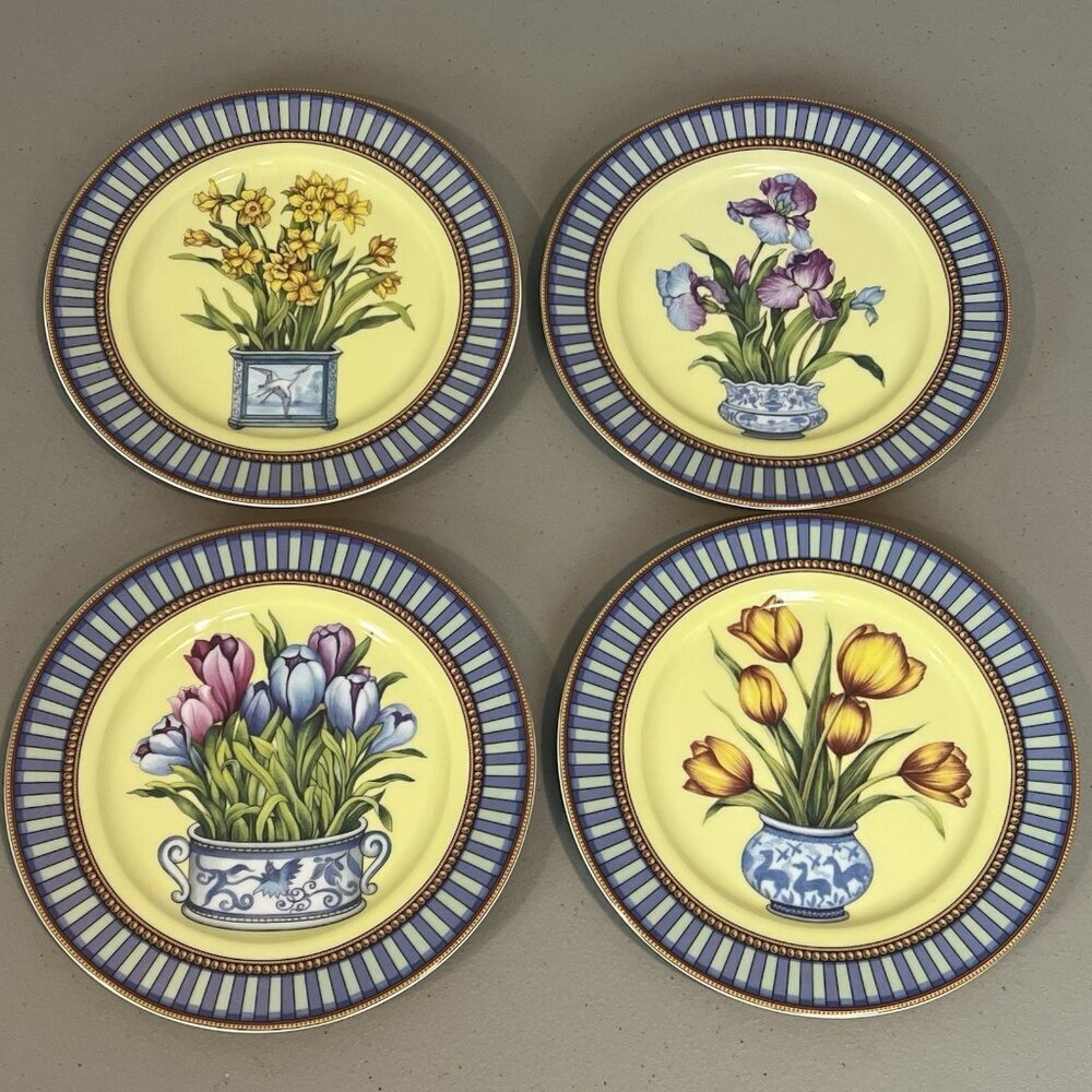 Email de Limoges 1855 Godinger Marino Salad Dessert Plates Set of 4 Flower Pots